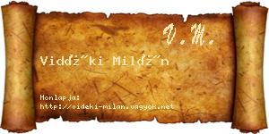 Vidéki Milán névjegykártya