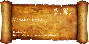 Vidéki Milán névjegykártya